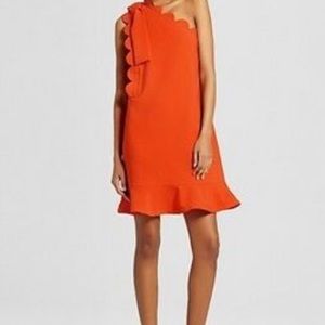 NWT Victoria Beckham one shoulder scalloped dress
